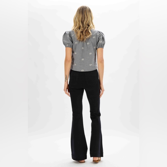 New! judy blue high rise elastic waist pull on trouser flare black JB88651 BK - Picture 7 of 14